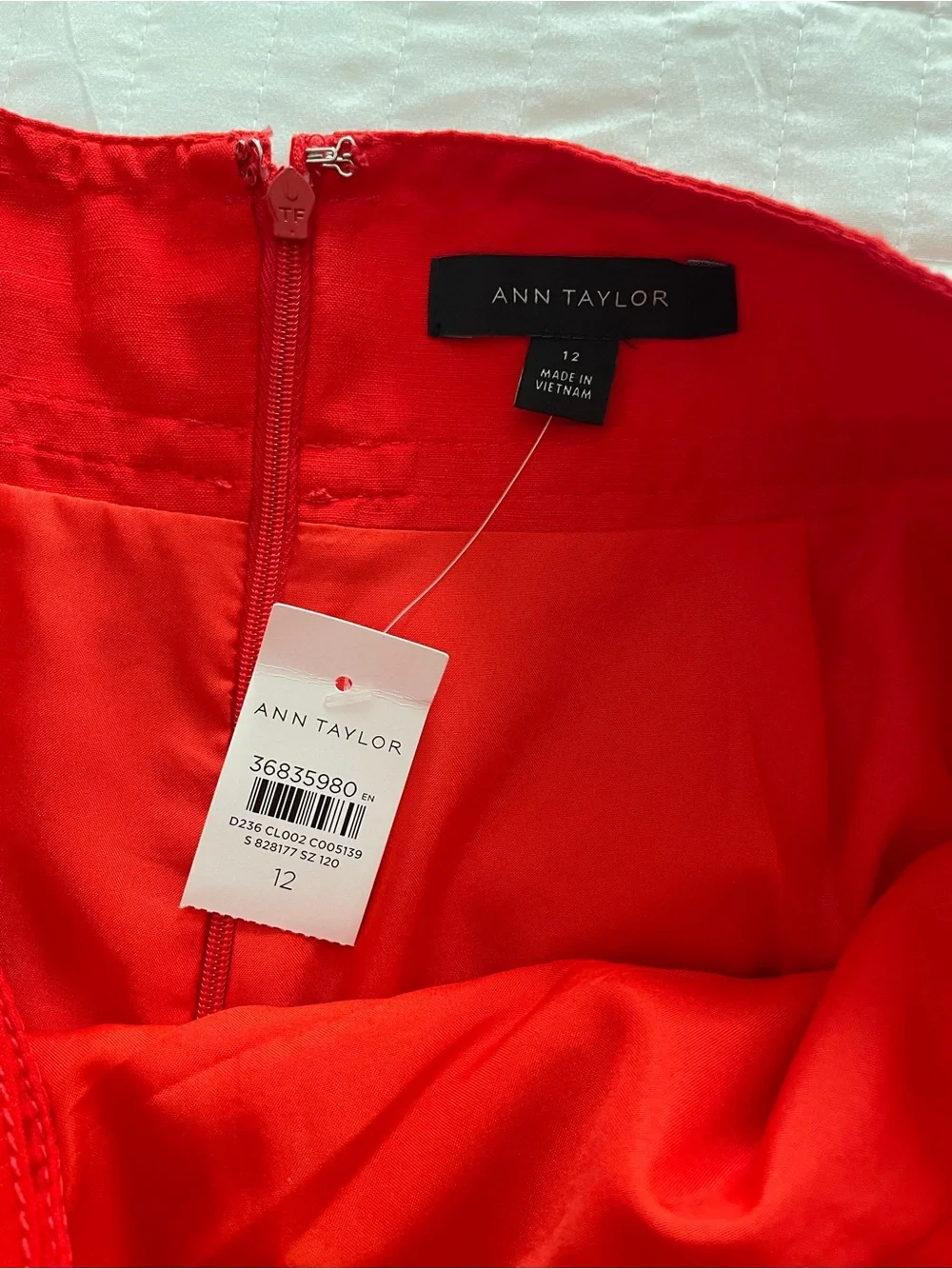 Ann Taylor Linen Blend Red Midi Skirt and Crop Top set, size 10/12, NWT